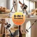 Cordless Vacuum Cleaner for Home - Lightweight, Stick Vacuum Clean with Rechargeable Battery, Max 45Mins Runtime, 8 in 1 Handheld Vacuum for Hardfloor & Carpets Pet Hair, White&Yellow