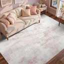 4x6 Ft Area Rugs for Living Room, Soft Non-Slip Washable Rugs Modern Abstract Pattern Carpet for Bedroom Indoor Floor Nursery Home Decor (Pink)