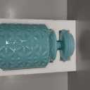 MyGift Vintage Turquoise Ceramic Kitchen Jar with Lid, Cookie Jar Storage Containers Airtight with Embossed Star and Bird Design