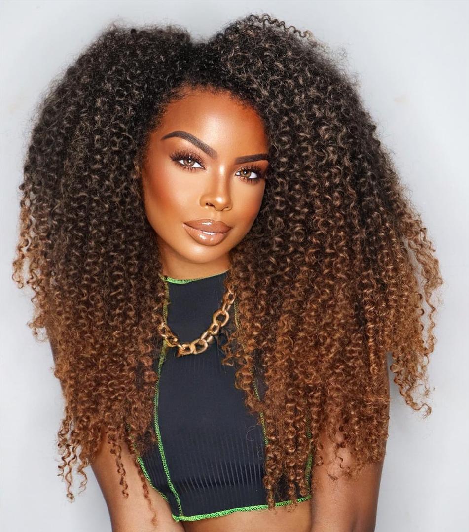 Afro Kinky Curly Braiding Hair Ombre Brown Marlybob Jerry Curl Crochet Hair Extension for Black Women Short Soft Synthetic Passion Twist Hair 6X (1B/30, 18 Inches)