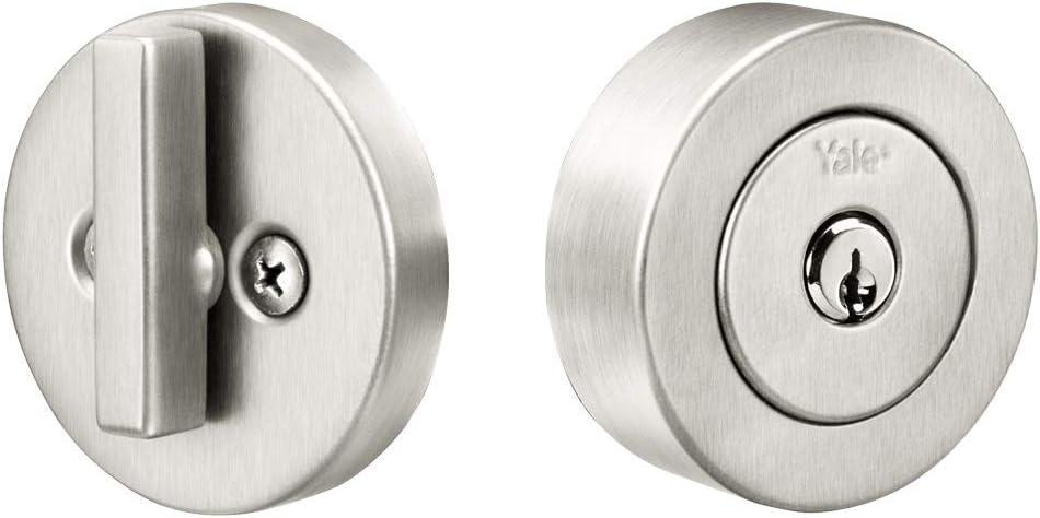 Yale Home 4881619FR Flat Round Single Cylinder, Satin Chrome Deadbolt