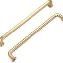 Malimali 5 Pack 7-1/2 Inch Brushed Brass Kitchen Cabinet Handles Wardrobes Pulls, Gold Antique Dresser Drawer Pulls Farmhouse Kitchen Hardware for Cabinets Cupboard Closet