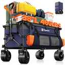 Originsure 220L Collapsible Wagon Cart Foldable, 460lbs Load Capacity Heavy Duty Folding Beach Wagons with Big All-Terrain Wheels, Utility Carts for Groceries, Camping, Sports - Grey&Purple