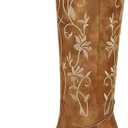wetkiss Cowboy Boots for Women Knee High Cowgirl Boots, Western Boots with Floral Embroidered Pointed Toe Chunky Heel Pull On Retro Vintage Classic Tall Boots for Ladies, Size 7