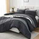 Litanika Queen Comforter Set Black White Grey - 3 Pieces Lightweight Summer Bedding Set, All Season Down Alternative Comforter (1 Comforter, 2 Pillowcases)