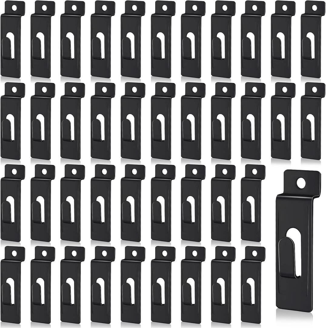 50 Packs Slatwall Utility Notch Hook Commercial Black Slatwall Picture Hanger Pegs for Panel Pegboard Slat Grid Shelf Hanging Display