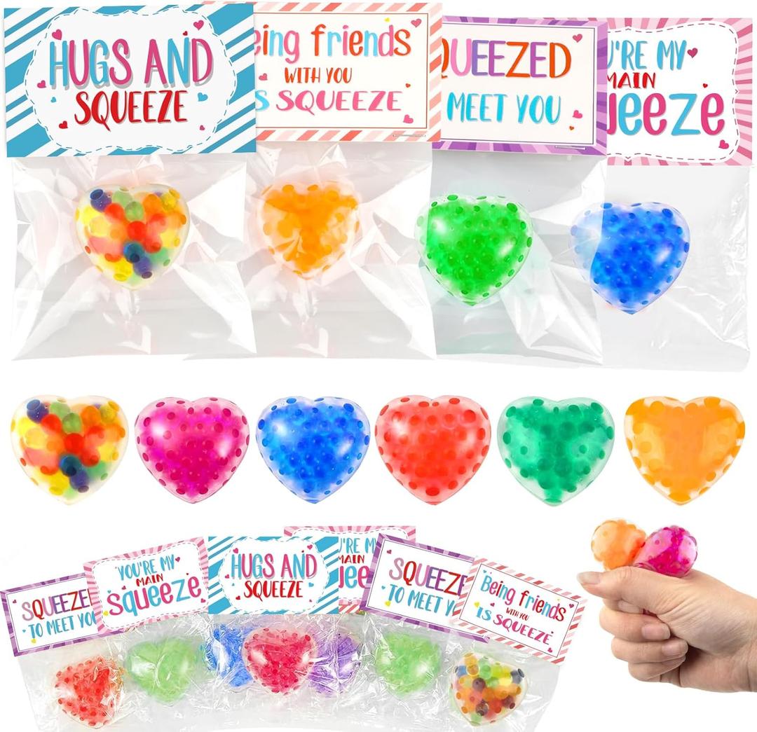 Labrostar 24Pack Valentines Day Cards with Heart Balls Valentines Day Gifts for Kids Valentines Exchange Cards for Boys Girls School Classroom Party Favors