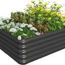 3.0x3.0x1.0ft Raised Garden Bed Kit, Rustproof PP Material Garden Box, Flower Bed with Tool-Free Assembly Design, Square Planter Boxes for Outdoor Plants Vegetables Flower Fruit Herb, Black
