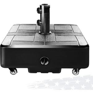 FRUITEAM Umbrella Base with Wheels, 100 LBS Heavy Duty Patio Umbrella Stand, Fillable Weighted Umbrella Base Holder for Patio, Deck, Poolside, Rust-Resistant and Windproof Design - Black