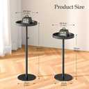 Height Adjustable Drink Table, Small Round Side Table, Weighted Martini Pedestal Tables for Small Spaces, Living Room, Bedroom, Sofa Couch, Office, Black