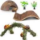 Hermit Crab Accessories, Hermit Crab Shells Natural Coconut Moss Climbing Bridge Toys Decor for Reptile Amphibians Tank Supplies