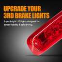 Third 3rd Brake Light LED for 1997-2001 Jeep Cherokee, High Mount Rear Brake Lights Assembly for 97-01 Jeep Cherokee, Waterproof Center Cab Lamp Stop Light (Red)