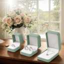 Ring Box Green Velvet Ring Gift Box Wedding Jewelry Gift Box for Birthday, Proposal,Wedding, Valentine's Day ((Green)