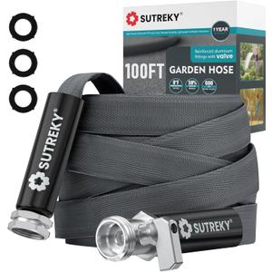 100ft Garden Hose, Ultra Lightweight All-Weather Water Hose, Durable & Flexible, Built-in Valve, Leak-free Connections, TPU Water Hose, Drinking Water Safe