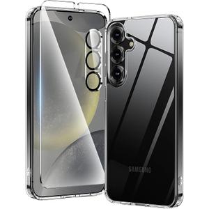 Anti-Yellowing for Samsung Galaxy S25 Crystal Clear Case with Screen Protector*1 Camera Lens Protector*1, [12FT Mil-Grade Protection], Cover for Samsung Galaxy S25 6.2 inch, Clear