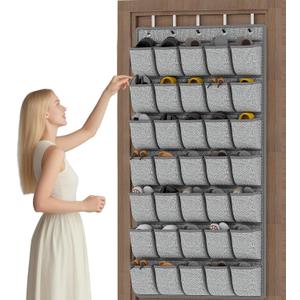 homyfort 35 Pockets Over the Door Shoe Organizer, Hanging Door Shoe Rack for Closet, Large Shoe Storage Holder Zapateras Organizer for Shoes (Black)