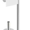 Toilet Paper Holder Stand with Marble Base, Toilet Paper Holder Stand Free Standing with Phone Shelf, Large Capacity Bathroom Toilet Paper Stand Reserve for 4 Rolls (Brush Nickel)