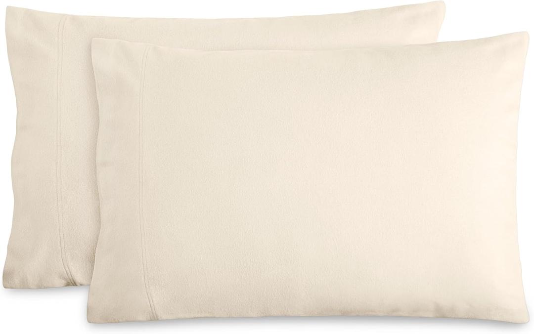Bare Home Flannel Standard Pillowcases Set of 2-100% Cotton - Velvety Soft & Cozy - Double Brushed Heavyweight Flannel Pillowcases (Standard Pillowcase Set of 2, Sand)