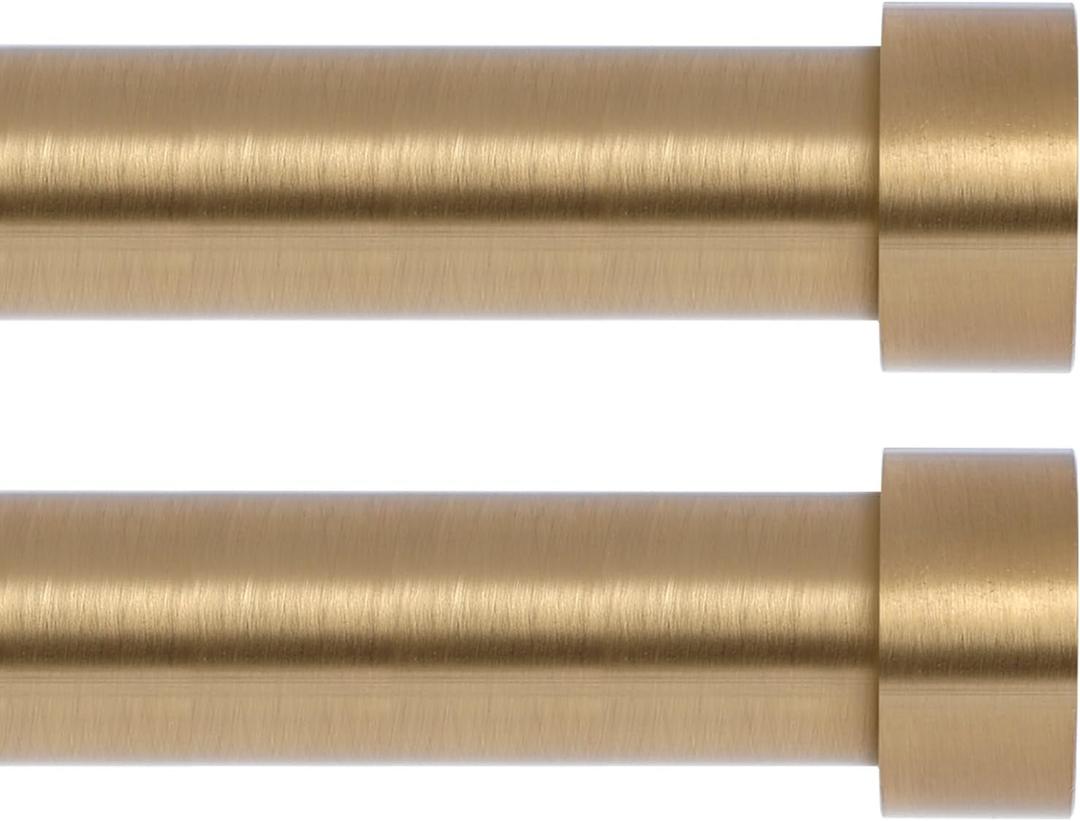 2 Pack Gold Curtain Rods for Windows 48 to 84 Inch(4-7 Feet),1" Diameter Drapery Rods with Modern Style End Cap Finials,Size:36-88 Inch,Warm Gold
