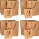 12 Pcs Kraft Paper Bags with Handles, Brown Paper Gift Bags Bulk, Small, Medium & Large Retail Bags for Small Business, Shopping Bag s, Birthday Party Favor Bag, Merchandise Bag (Brown, L+M+S=12 PCS)
