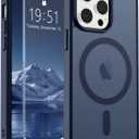 SUPFINE Magnetic for iPhone 14 Pro Max Case with Screen Protector (Compatible with MagSafe) (Military Grade Drop Protection) Translucent Matte Shockproof Phone Cover,Dark Blue