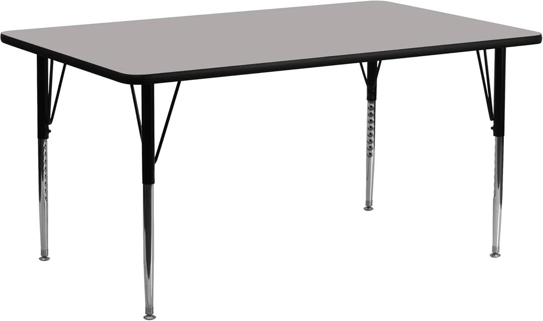 Flash Furniture XU-A3072-REC-GY-H-A-GG Grey HP Laminate Activity Table, 30.25 x 30 x 72, Gray