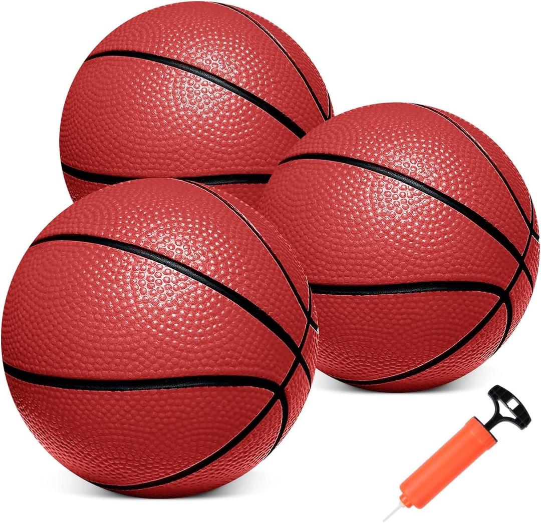Iyoyo Mini Basketballs,3 Pack 6" Inch Small Basketball Set with Pump Over The Door Mini Hoop Basketball Replacement Toy for Toddlers,Kids,Teenagers for Pool,Indoors,Outdoors (Red)