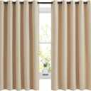 NICETOWN Blackout Curtains Panels for Bedroom, 2 Panels, 66 x 60 Inch, Biscotti Beige, 3 Pass Microfiber Noise Reducing Thermal Insulated Solid Ring Top Blackout Window Drapes