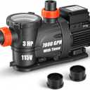 LEO In/Above Ground Pool Pump High Flow Powerful Self Priming Pool Pump,Orange Red