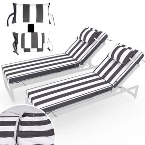 72''x 21''x 3'' Outdoor Chaise Lounge Cushions for Pool,Black Stripe,2Pcs