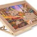 Becko US Puzzle Board with 4 Angle Adjustable Bracket/Stand, Wooden Puzzle Table with Premium Smooth Flannel Surface, Lightweight & Portable, Used Horizontally/Vertically for 1500 Piece Jigsaw Puzzles