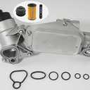 Engine Oil Cooler Filter Housing Assembly Adapter with Gasket, Insert, Cap Compatible with 2008-2019 Chevy Cruze Sonic Malibu Aveo, Buick Cascada, Pontiac G3, Saturn Astra 1.6L 1.8L 25199751 918-432
