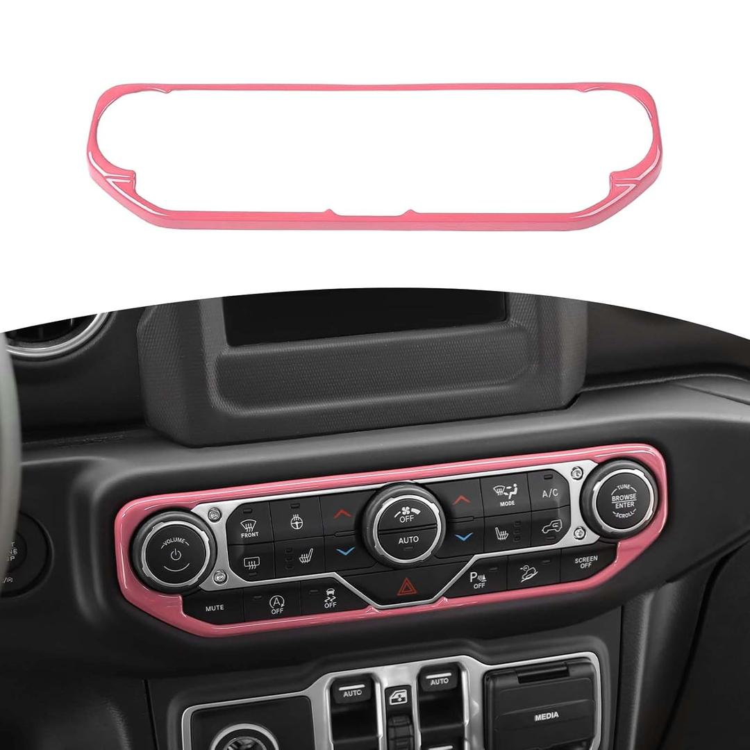 RTTCZ for Wrangler JL Center Dash AC Switch Cover Trim Frame Pink for Jeep Wrangler JL JLU Gladiator JT 20182023 Pink Interior Accessories