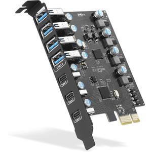 Sinefine PCIe to USB 3.0 Expansion Card 7 USB Ports (4 Type-A and 3 Type-C Ports), PCI Express USB Add in Card for Desktop PC Host Card
