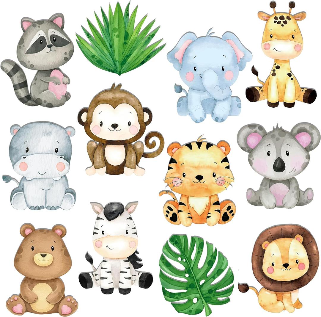 36 Pieces Safari Animals Cutouts Jungle Party Cut-Outs Safari Birthday Party Decorations Animals Cardboard Cutouts for Animal Theme Classroom Baby Shower Supplies