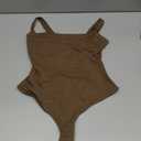 PATTERN HOUR Women's Square Neck Bodysuit Basic Sleeveless Tank Top Body Suit (Small, Umber)