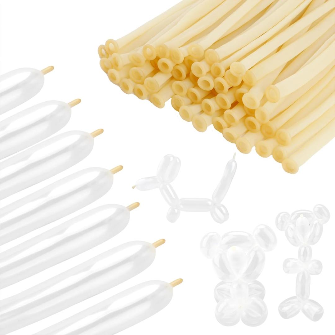 Clear Balloons, 260 Long Balloons with 50 Animal Shapes - Ideal for Arch Decorations and Balloon Animals