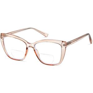 Bifocal Reading Glasses Women Cat Eye Oversized Blue Light Blocking Computer Readers Designer Clear Top Eyewear PT2001