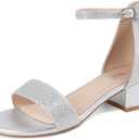 Wulubaba Girls Dress Shoes Low Heel Flower Girl Sandals | Open Toe, Ankle Strap, Wedding Party, Little And Big Girls