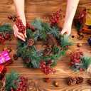 Geosar Red 48 Pieces Christmas Tree Picks Glitter Berry Stems Artificial Small Picks, Pine Branches & Holly Berries Bulk Christmas Sprigs for DIY Xmas Wreath Crafts Gifts, Holiday Xmas Home Decor