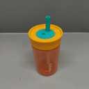 Owala Kids Insulation BPA-Free Plastic Tumbler with Spill Resistant Flexible Straw, Easy to Clean, Kids Water Bottle, Great for Travel, Dishwasher Safe, 15 Oz, Orange and Peach (Watermelon)