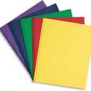 Blue Summit Supplies 100 Paper Two Pocket Folders with Prongs, 2 Pocket Folders Bulk 100 Pack, Assorted 5 Colors, 3 Prongs for Letter Size Paper, Designed for Office and Classroom