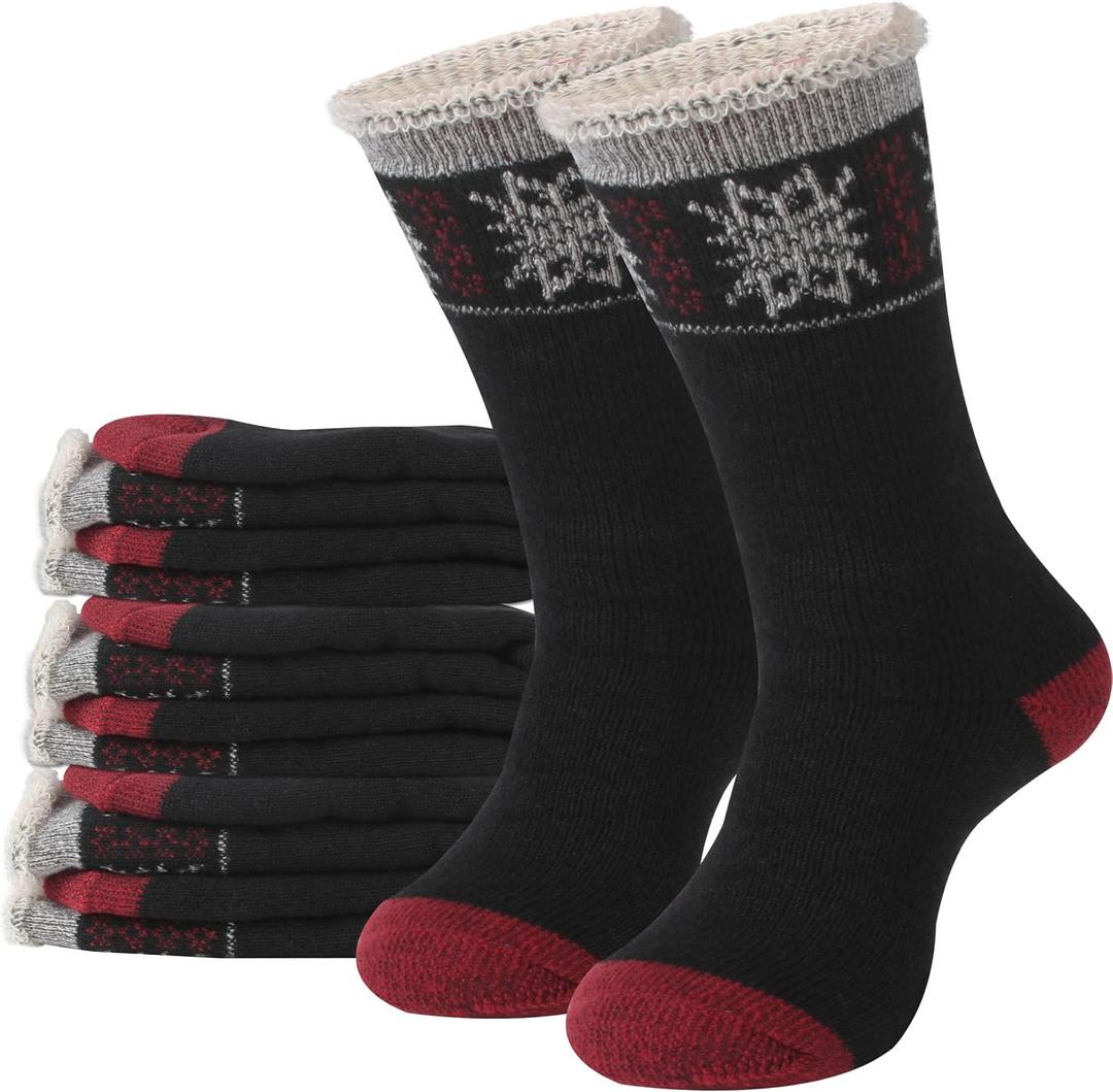 Sunew 4 Pairs Thermal Socks Skiing Snowboarding Hiking Mens Womens 7X Warmer Winter Crew Boot Socks
