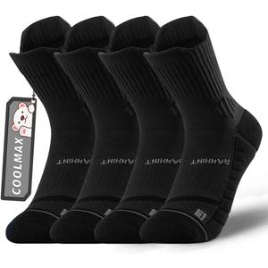 Rahhint Coolmax Compression Boys Youth Running Basketball Socks 4 Pairs Cushion Quarter Anti-Blister Athletic Socks size: M (5-8 years)