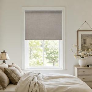 Burlywood Birch 100% Blackout Roller Shades for Window Room Darkening Thermal Insulated UV Protection Cordless Free-Stop Window Blinds for Bedroom Home Office Door Protect Privacy 36.5" W x 72" H