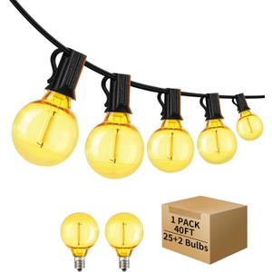 40FT LED Outdoor String Lights Waterproof, G40 LED Globe Outdoor Lights for Patio with 27 Edison Vintage Shatterproof Bulbs, Connectable Backyard Lights for Garden, Bistro, Porch, Cafe
