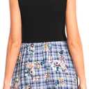 Bearsland Women's Sleeveless Maternity Dress Nursing Breastfeeding Dresses with Pockets (X-Large, Blueplaidfloral)