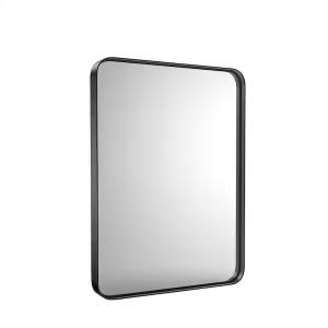 24 in. W x 36 in. H Rectangular Aluminum Alloy Framed Rounded Black Bathroom Wall Mirror