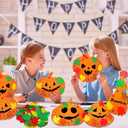 Aiofaervy 35 Pieces Halloween Foam Pumpkin Craft Kits,Foam Pumpkin with Fall Maple Leaves Rhinestone Stickers DIY Pumpkin Stickers for Halloween Thanksgiving Art Crafts Decorations