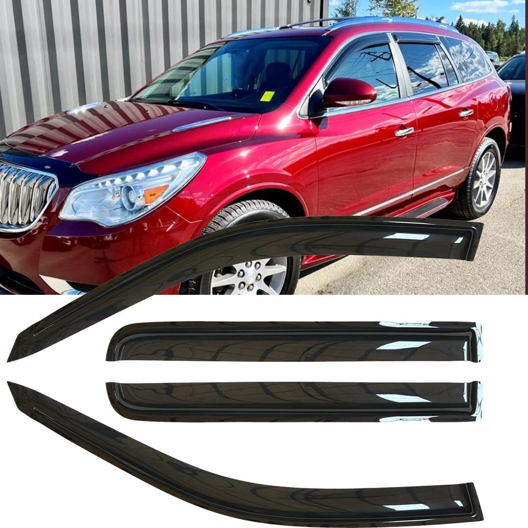 4pcs Original Shatterproof Rainproof Side Window Wind Deflectors for 2008-2017 Buick Enclave,Tape On Rain Guards Sets,Window Visors for Cars,Car Accessories,Vent Deflector for 08-17 Enclave 94657